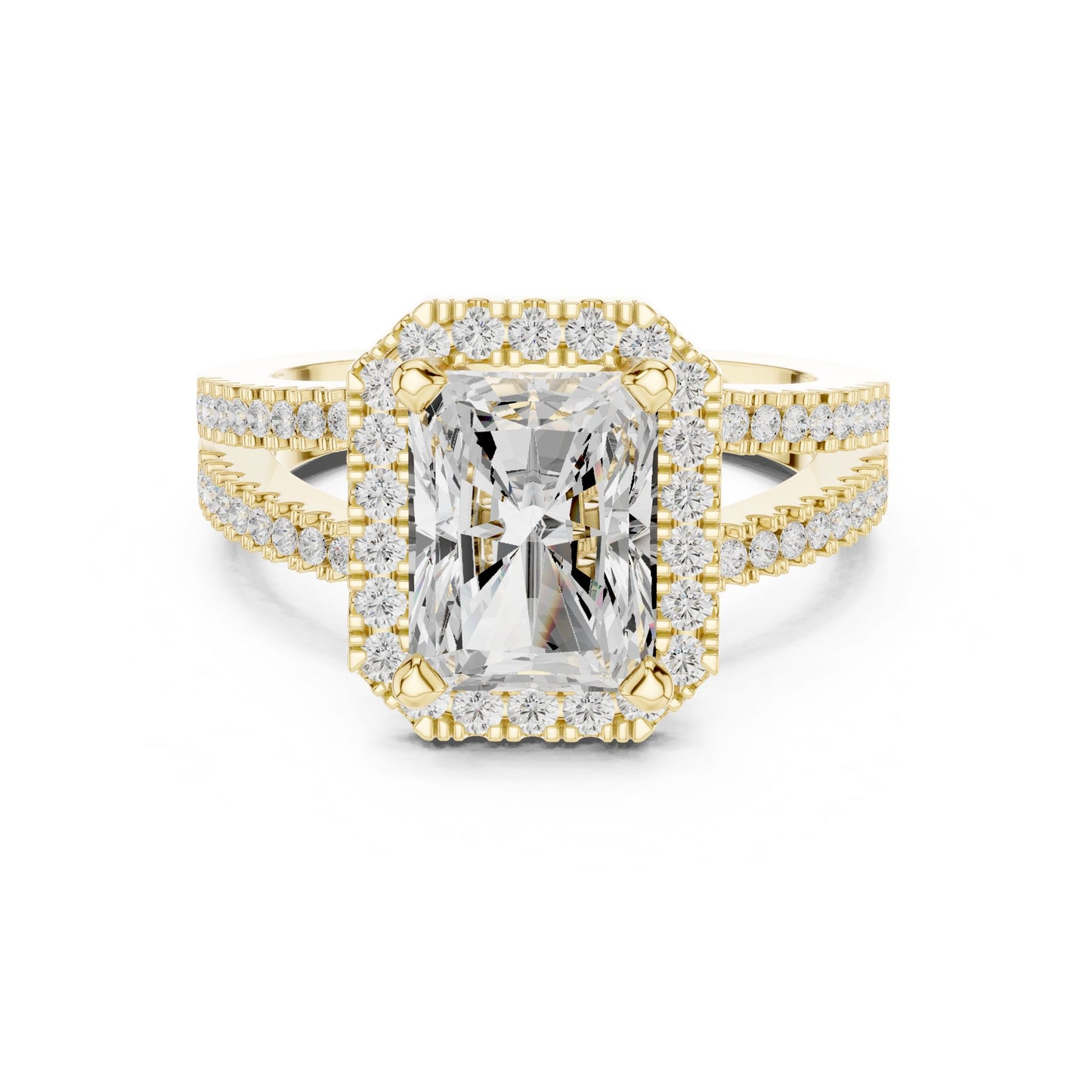 Emerald Lab Grown Diamond Halo Engagement Ring