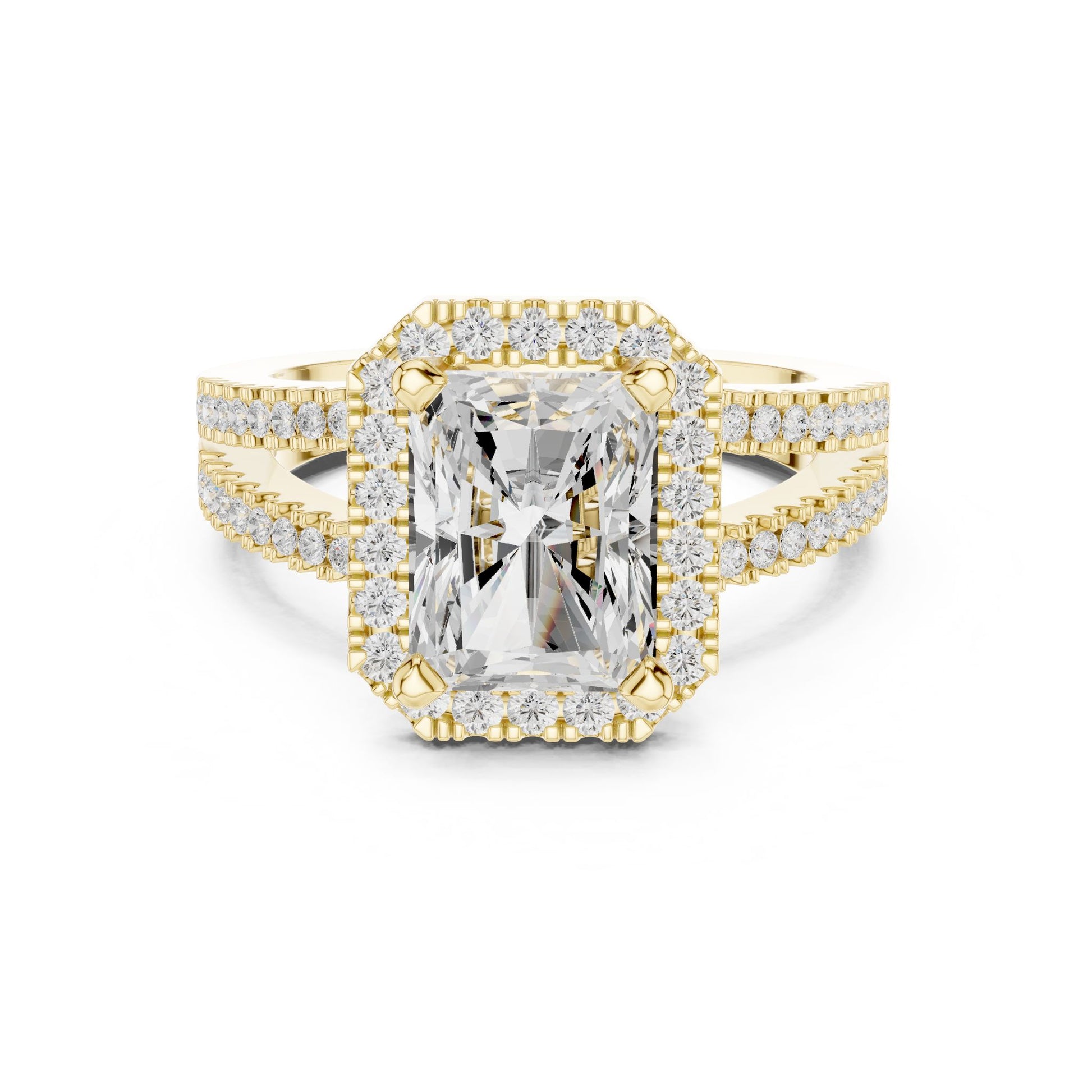 Emerald Lab Grown Diamond Halo Engagement Ring