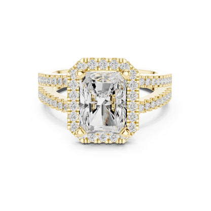 Emerald Lab Grown Diamond Halo Engagement Ring