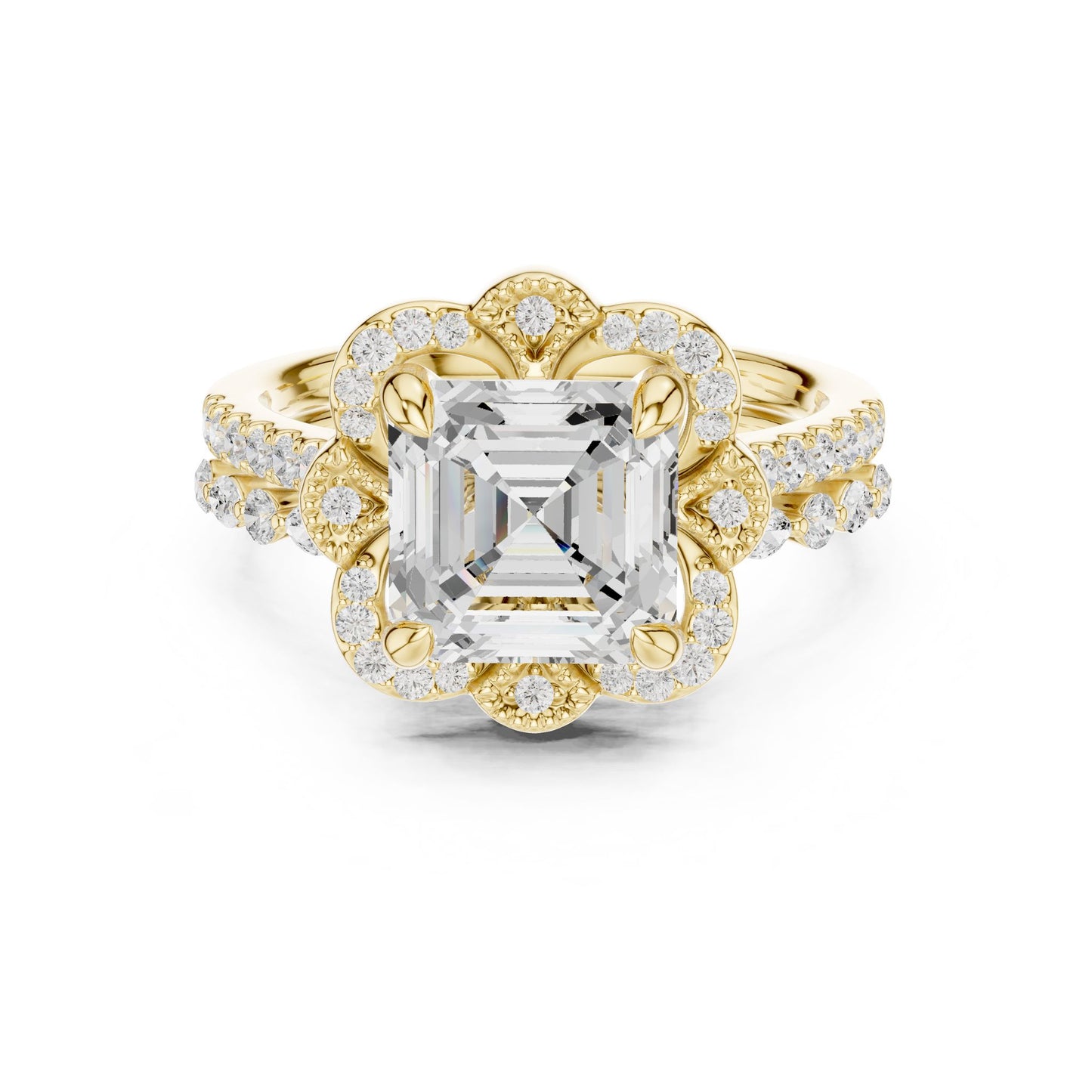 Emerald Lab Grown Diamond Halo Engagement Ring