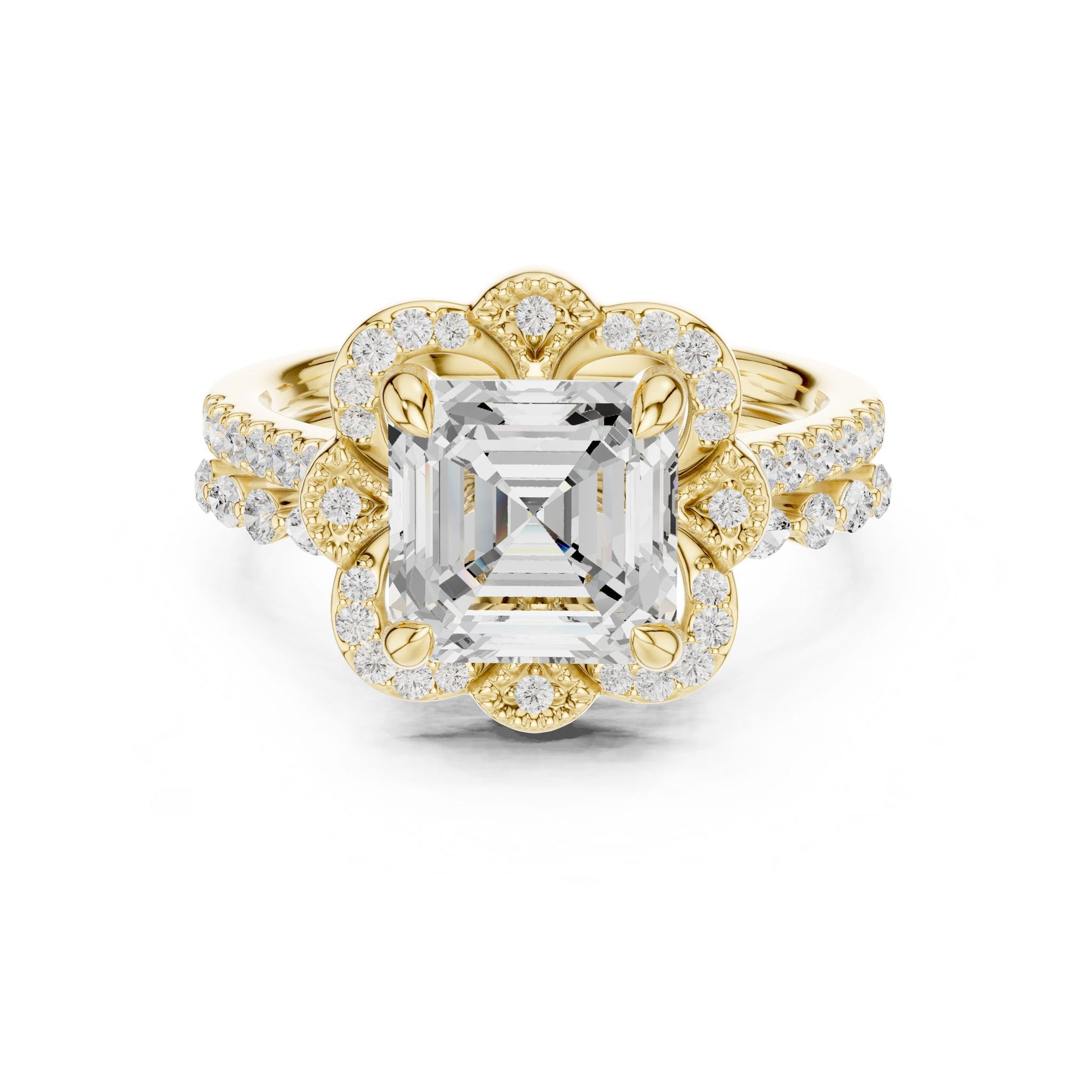 Emerald Lab Grown Diamond Halo Engagement Ring