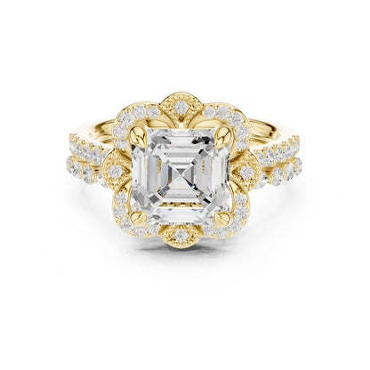 Emerald Lab Grown Diamond Halo Engagement Ring