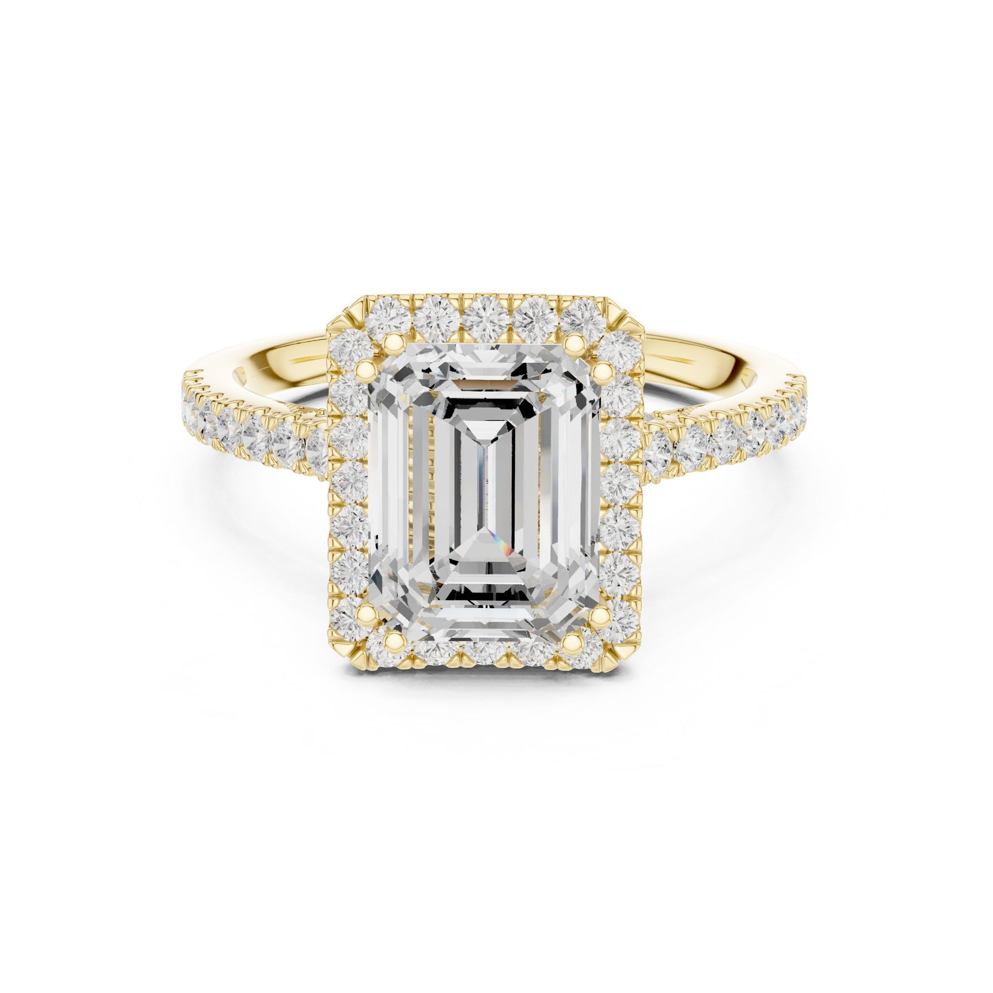 Emerald Lab Grown Diamond Halo Engagement Ring