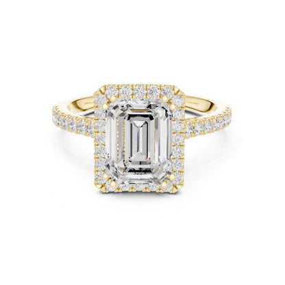 Emerald Lab Grown Diamond Halo Engagement Ring