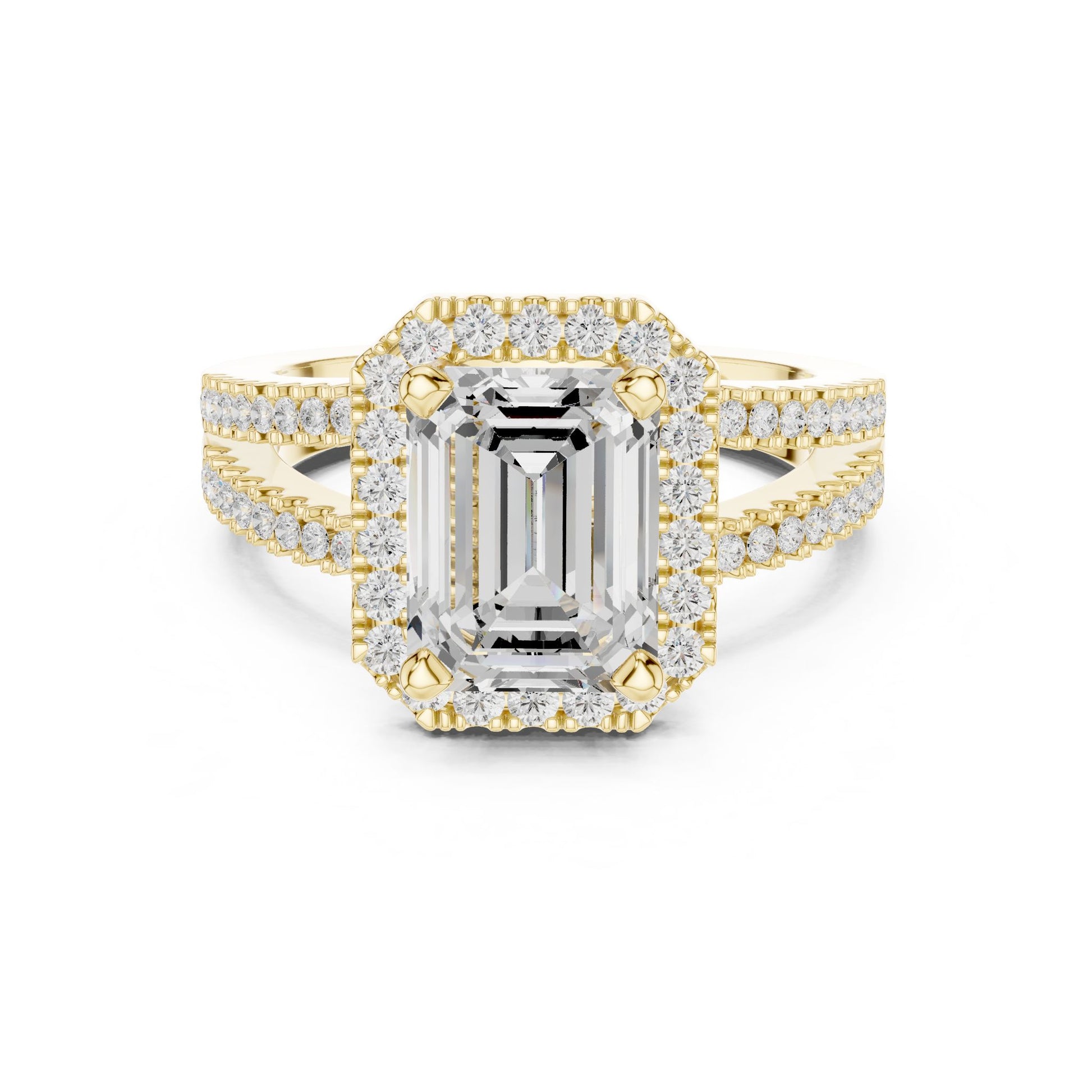 Emerald Lab Grown Diamond Halo Engagement Ring