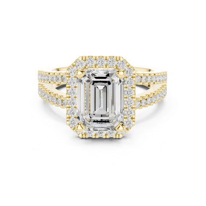 Emerald Lab Grown Diamond Halo Engagement Ring