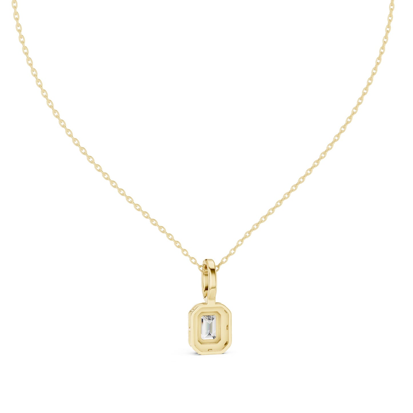 Emerald Lab Grown Diamond Halo Pendant