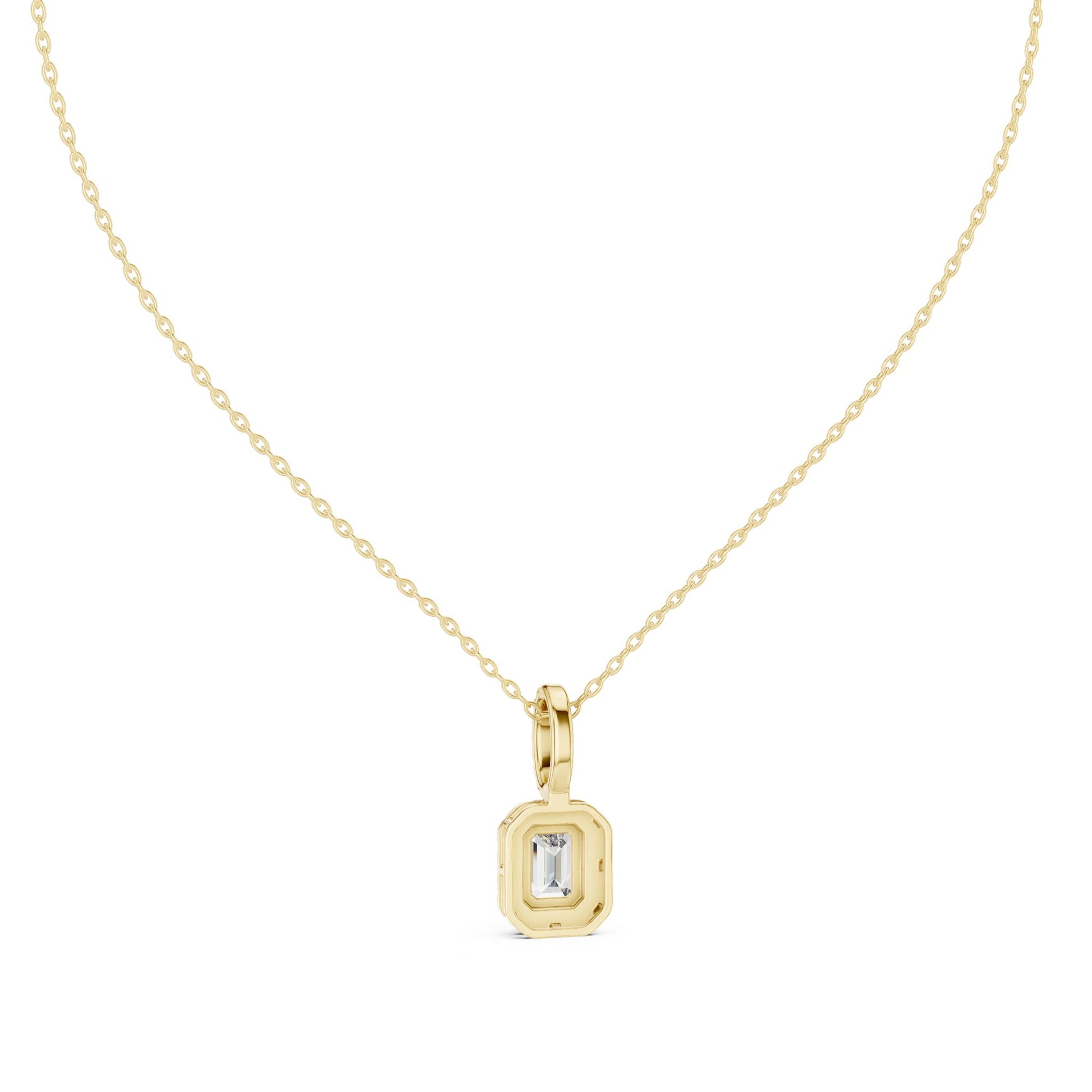 Emerald Lab Grown Diamond Halo Pendant
