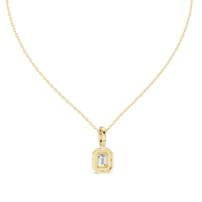 Emerald Lab Grown Diamond Halo Pendant