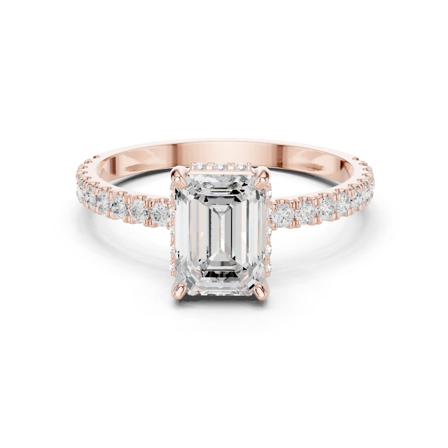 Emerald Lab Grown Diamond Hidden Halo Engagement Ring