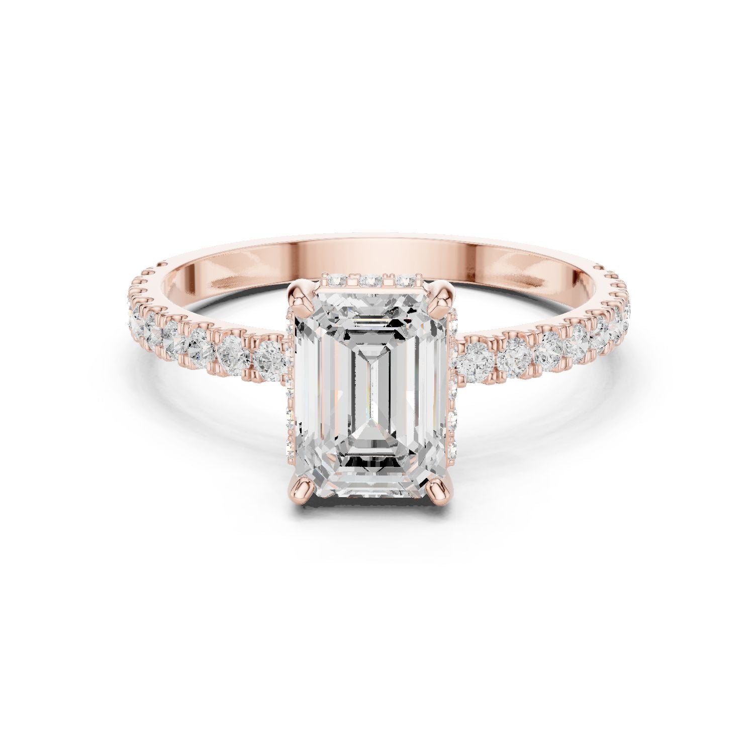 Emerald Lab Grown Diamond Hidden Halo Engagement Ring