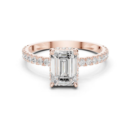 Emerald Lab Grown Diamond Hidden Halo Engagement Ring