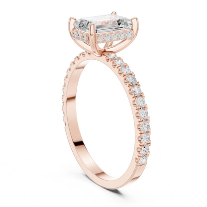 Emerald Lab Grown Diamond Hidden Halo Engagement Ring
