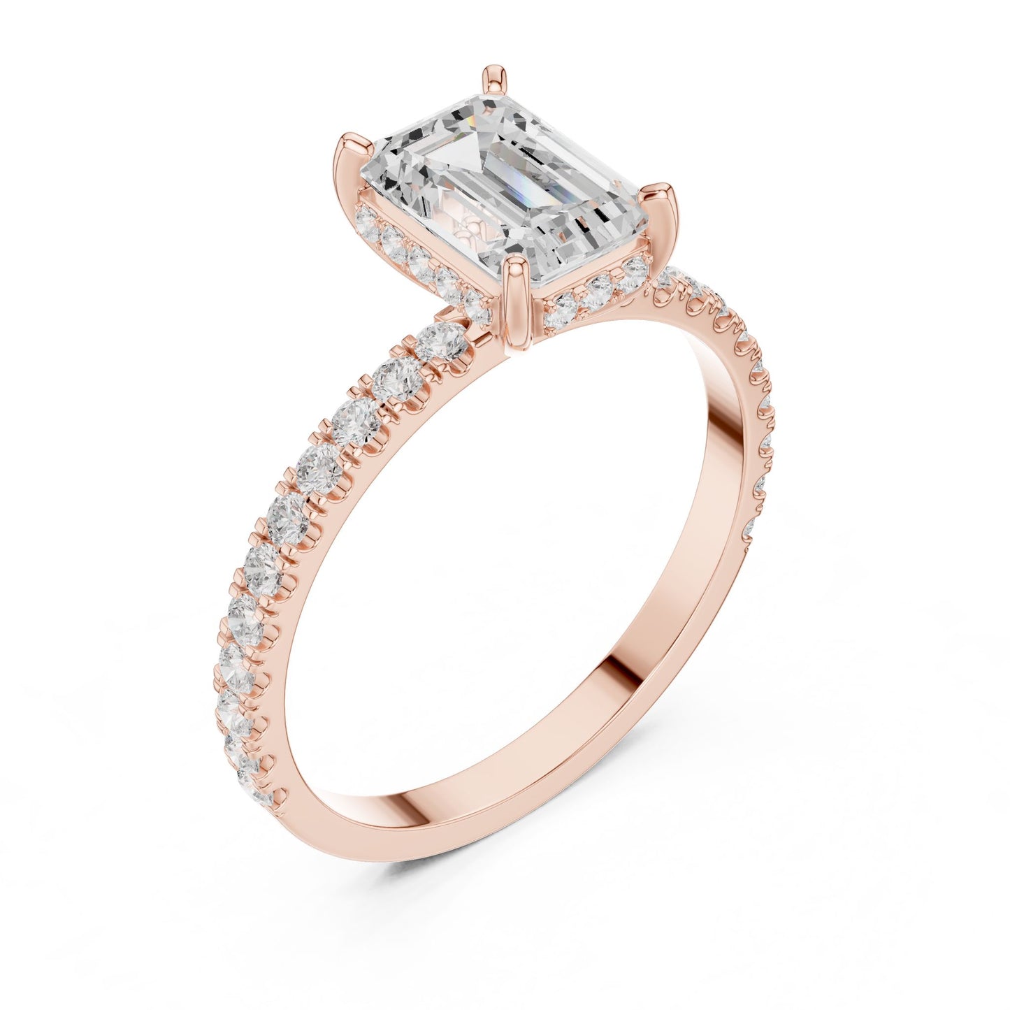 Emerald Lab Grown Diamond Hidden Halo Engagement Ring