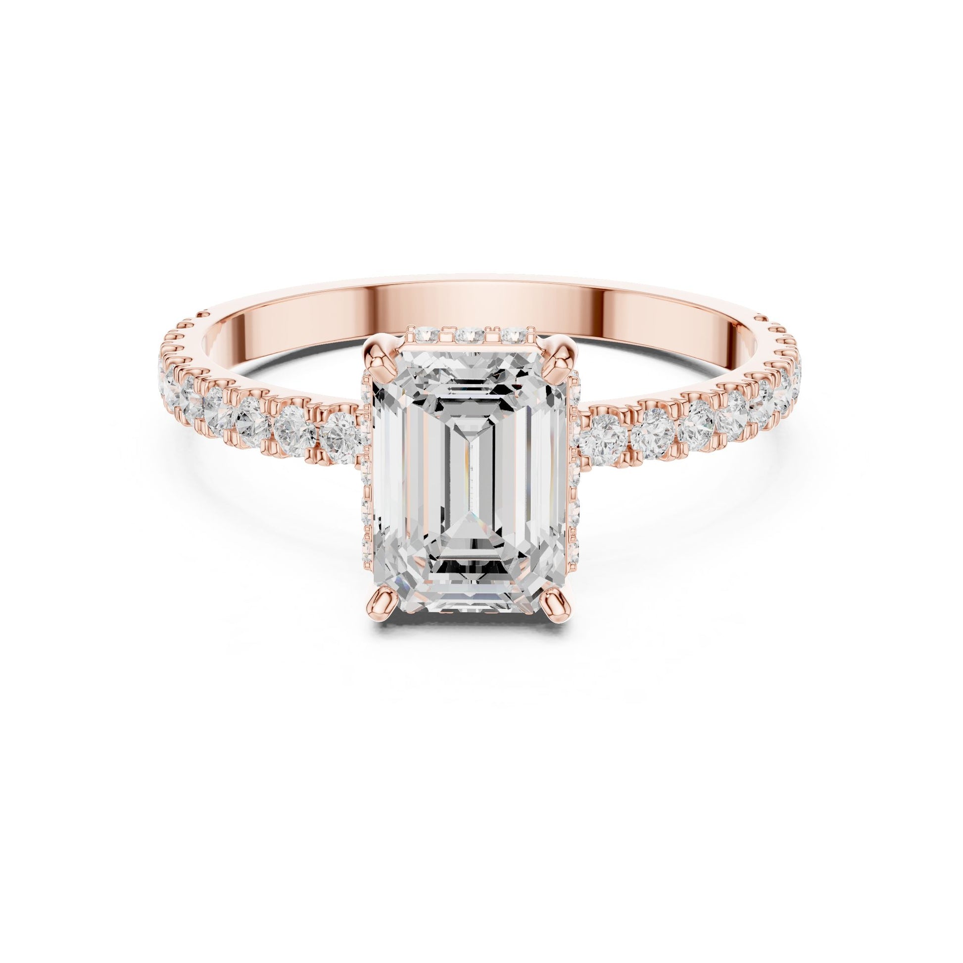 Emerald Lab Grown Diamond Hidden Halo Engagement Ring