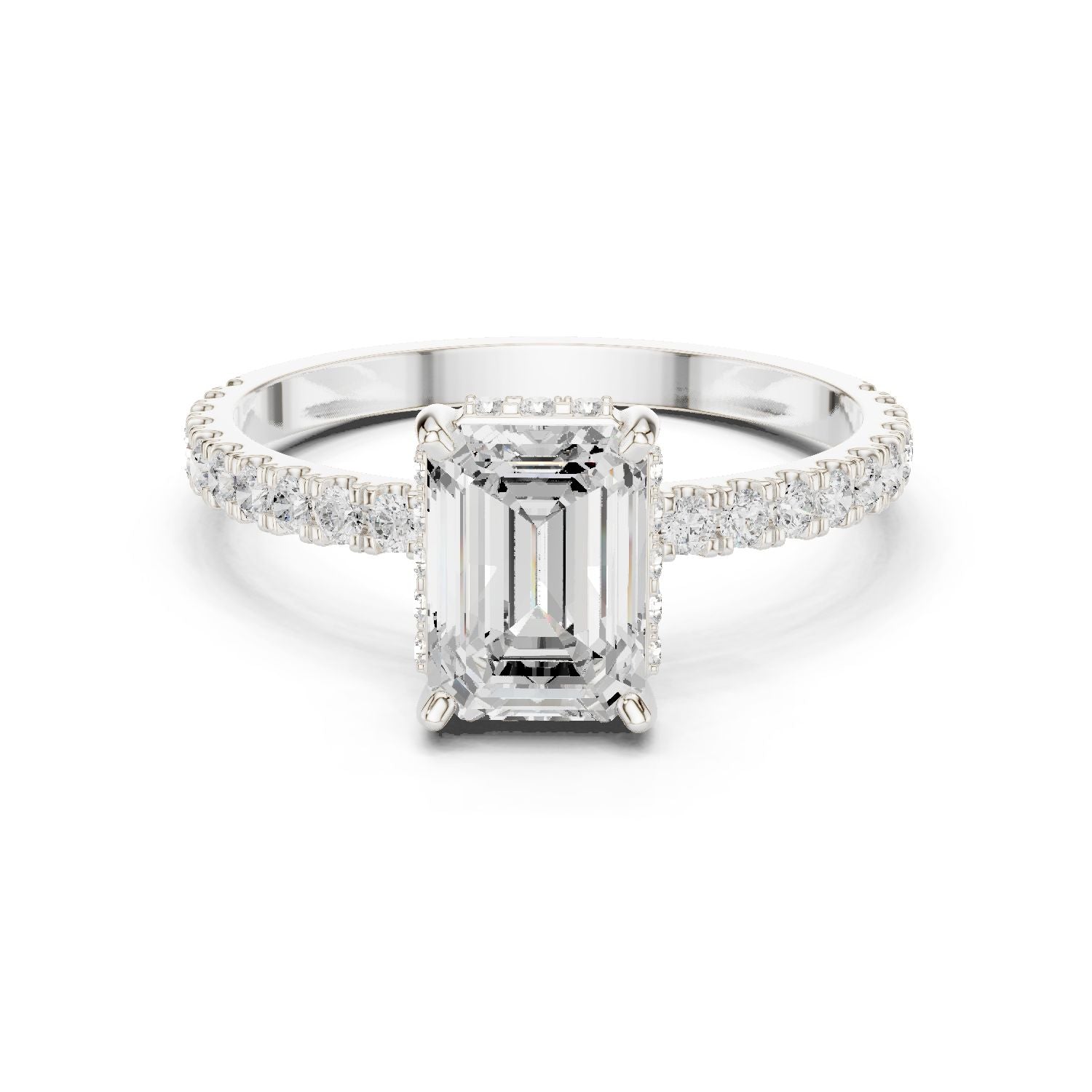 Emerald Lab Grown Diamond Hidden Halo Engagement Ring