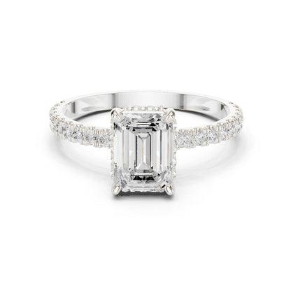 Emerald Lab Grown Diamond Hidden Halo Engagement Ring