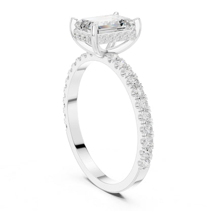Emerald Lab Grown Diamond Hidden Halo Engagement Ring