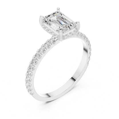 Emerald Lab Grown Diamond Hidden Halo Engagement Ring