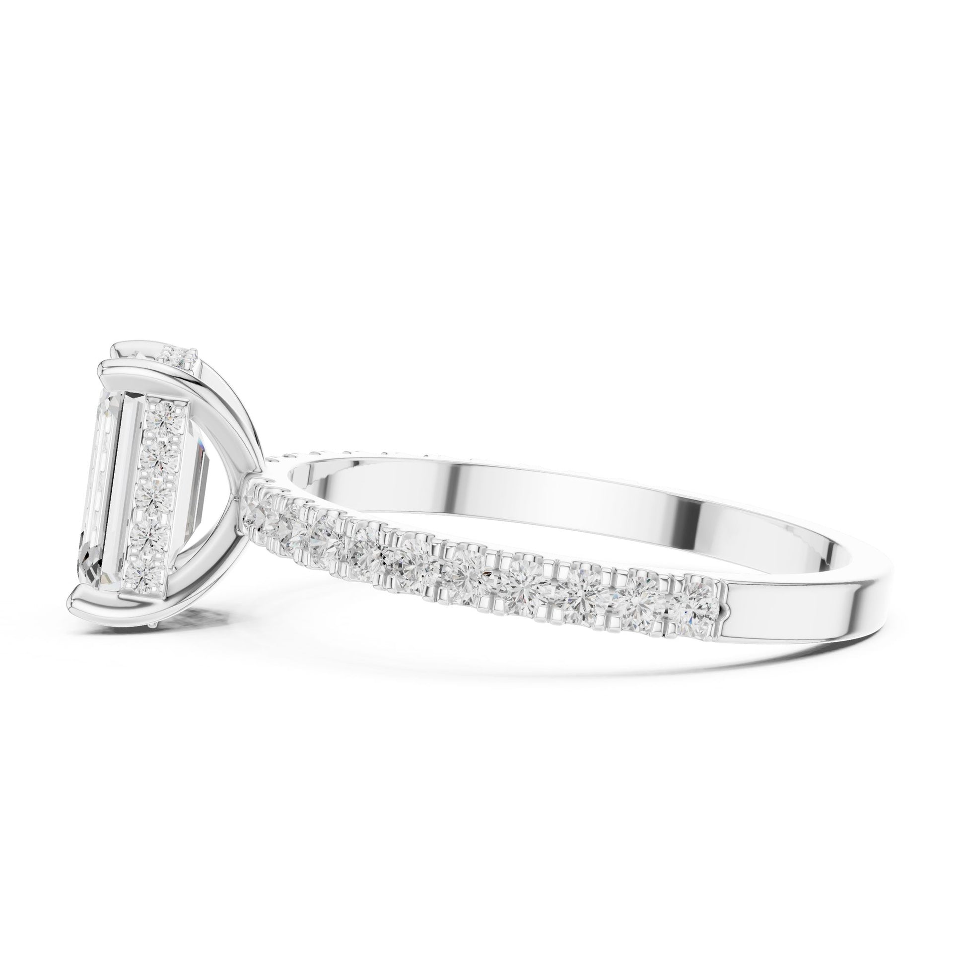 Emerald Lab Grown Diamond Hidden Halo Engagement Ring