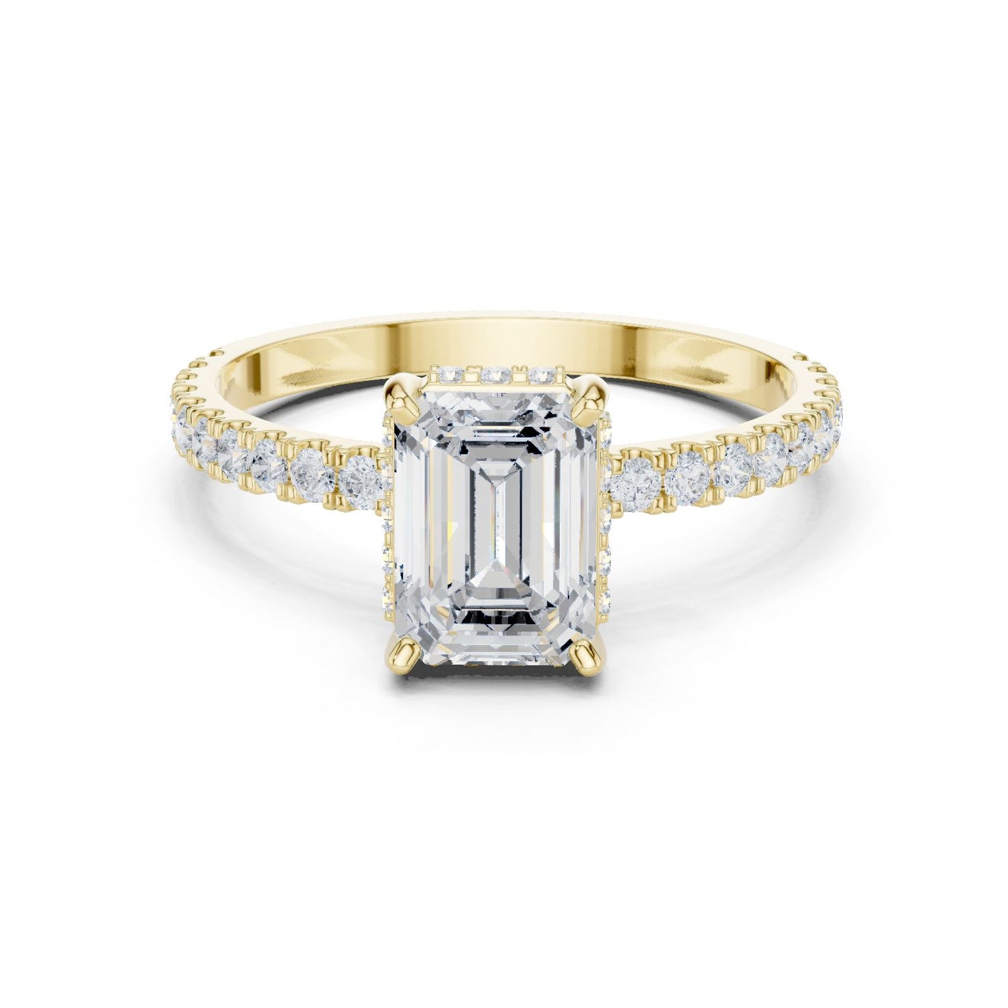 Emerald Lab Grown Diamond Hidden Halo Engagement Ring