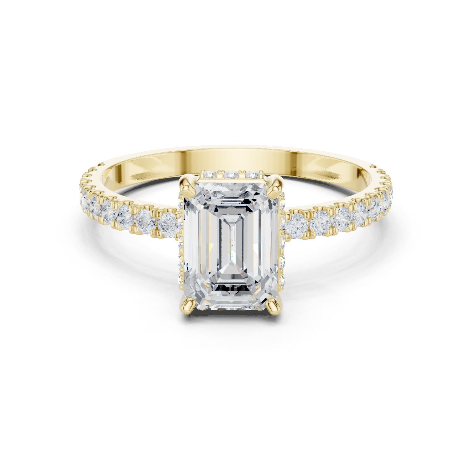 Emerald Lab Grown Diamond Hidden Halo Engagement Ring