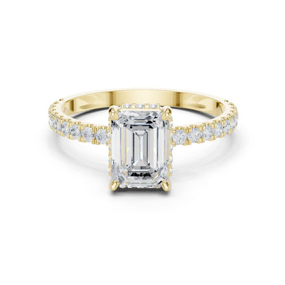 Emerald Lab Grown Diamond Hidden Halo Engagement Ring