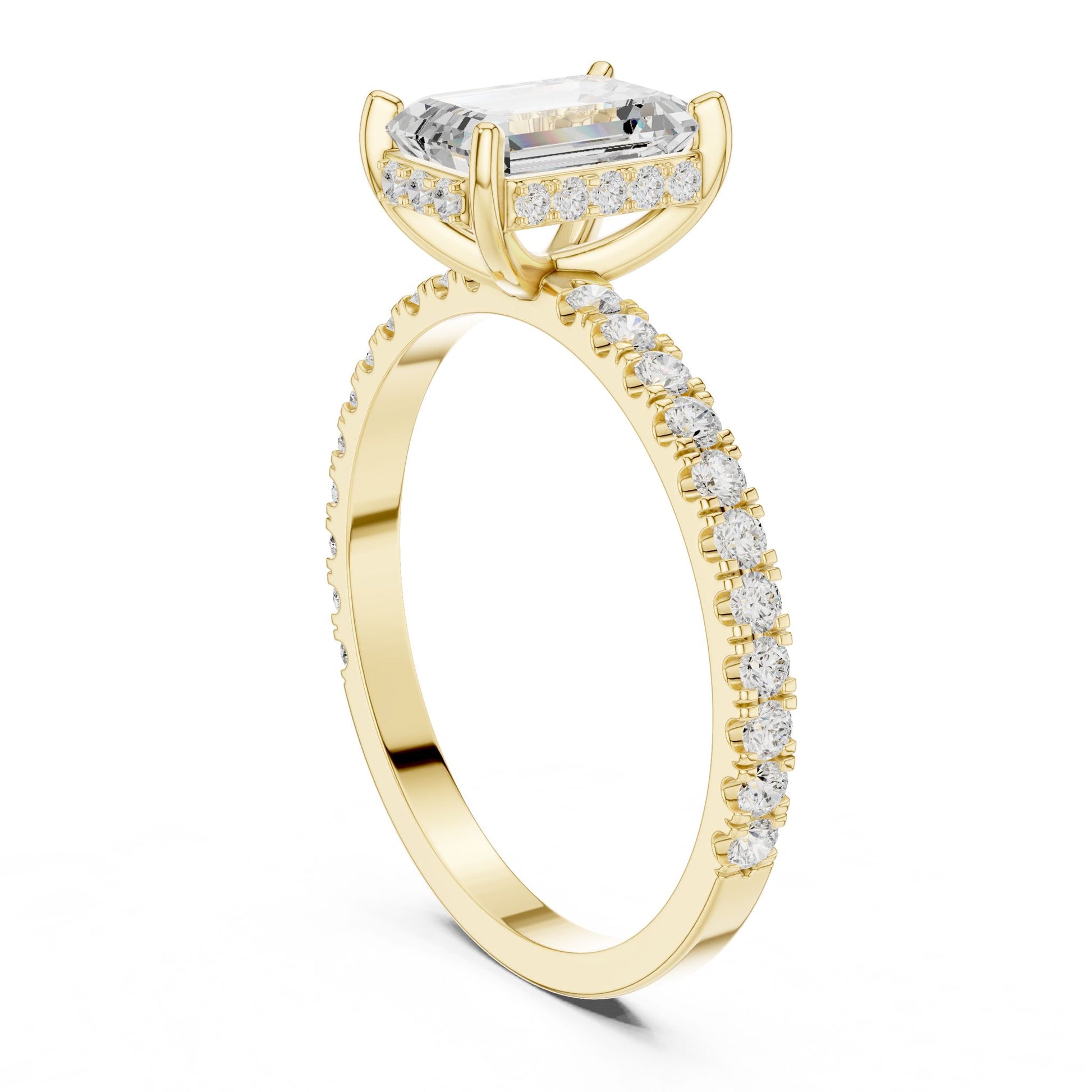 Emerald Lab Grown Diamond Hidden Halo Engagement Ring