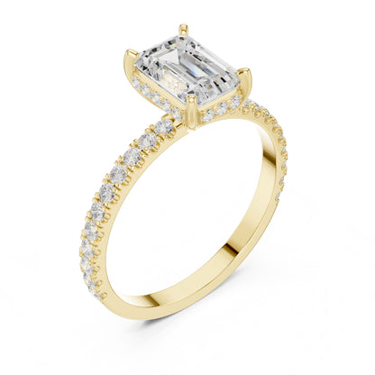 Emerald Lab Grown Diamond Hidden Halo Engagement Ring