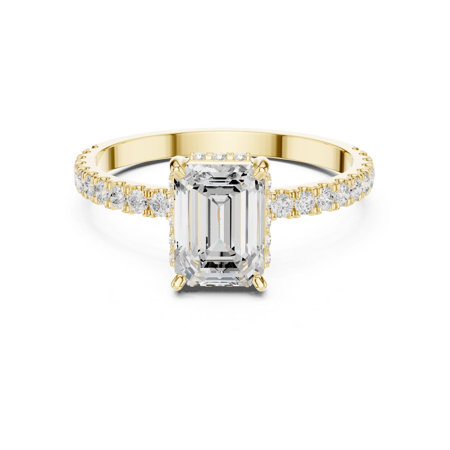 Emerald Lab Grown Diamond Hidden Halo Engagement Ring