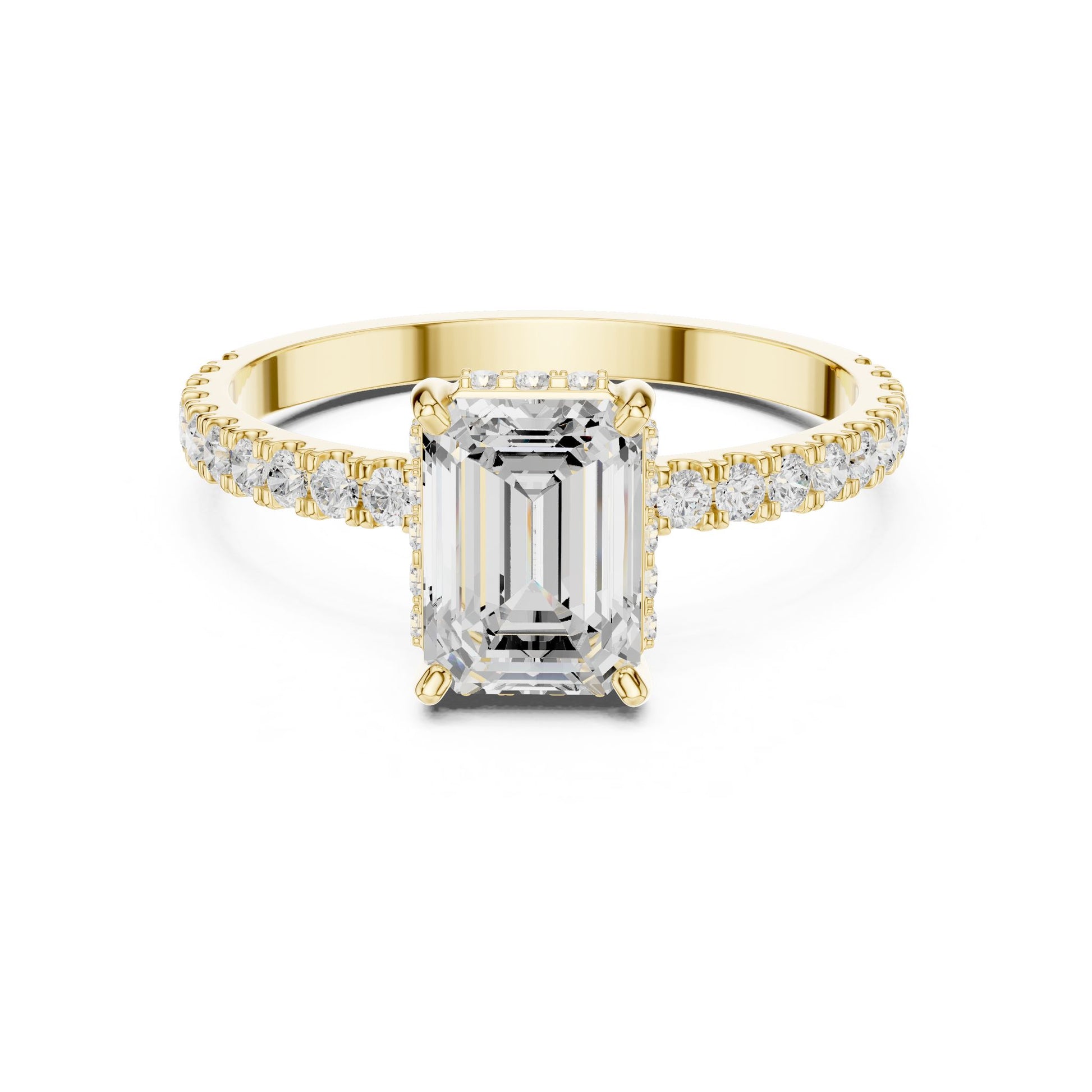 Emerald Lab Grown Diamond Hidden Halo Engagement Ring