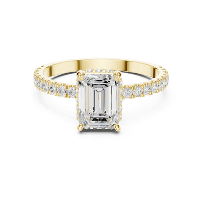 Emerald Lab Grown Diamond Hidden Halo Engagement Ring