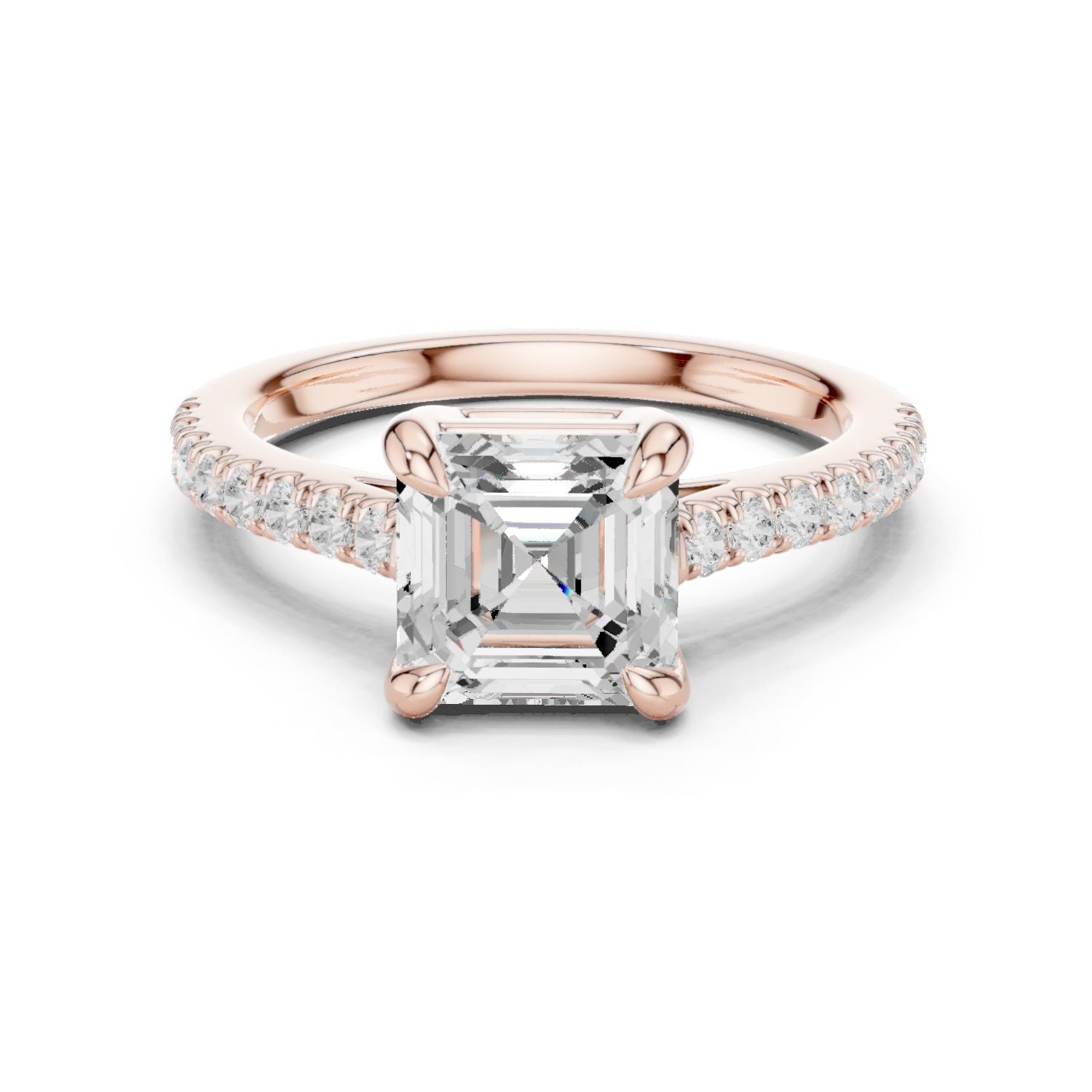 Emerald Lab Grown Diamond Pave Engagement Ring