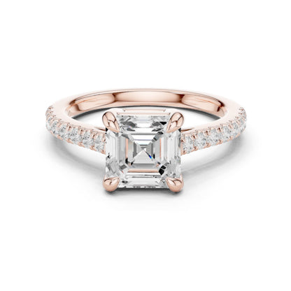 Emerald Lab Grown Diamond Pave Engagement Ring