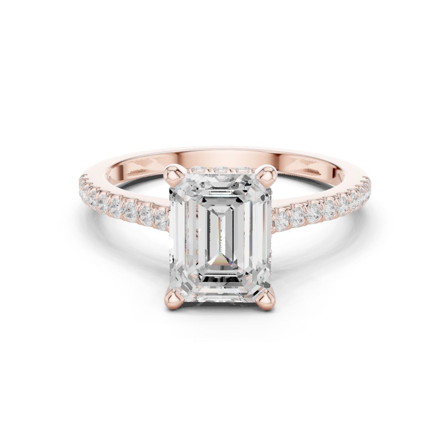 Emerald Lab Grown Diamond Pave Engagement Ring
