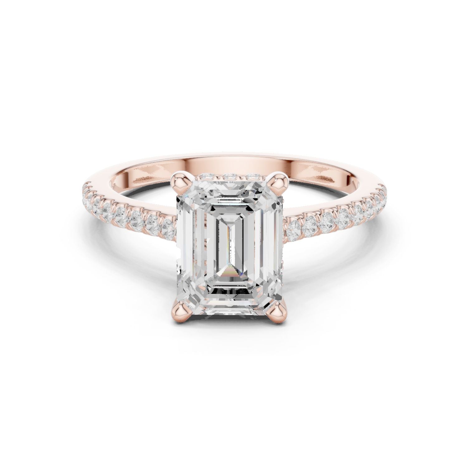 Emerald Lab Grown Diamond Pave Engagement Ring