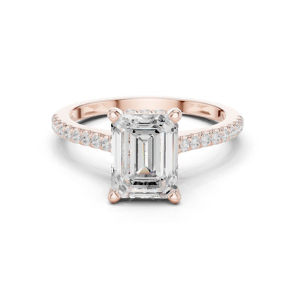 Emerald Lab Grown Diamond Pave Engagement Ring