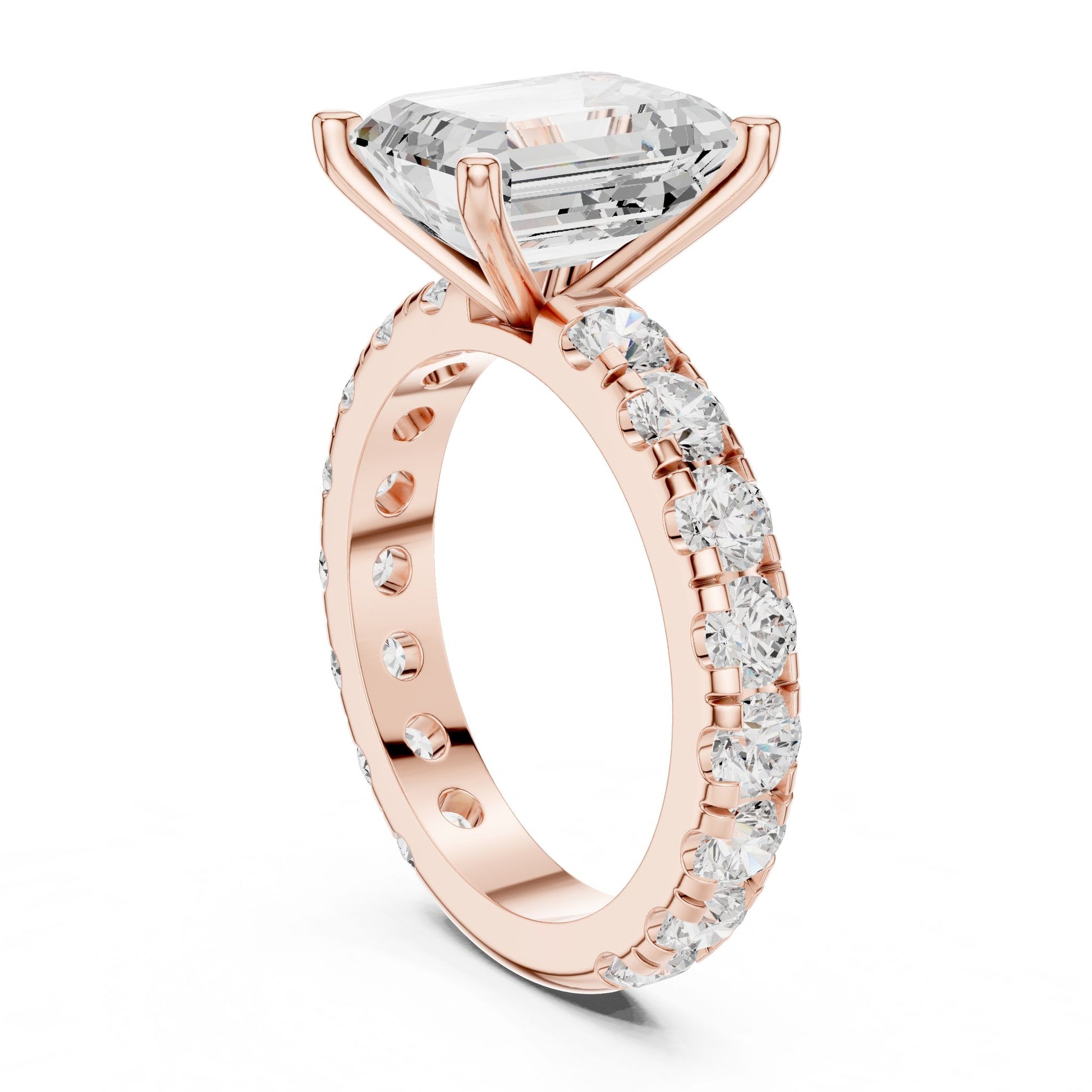 Emerald Lab Grown Diamond Pave Engagement Ring