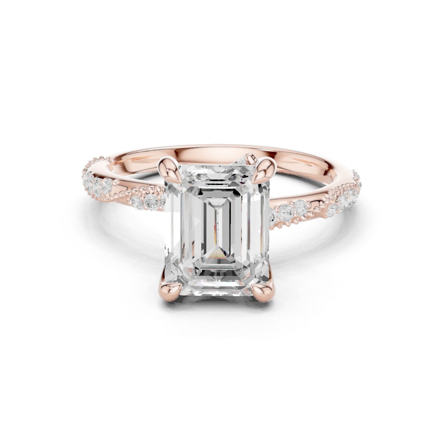 Emerald Lab Grown Diamond Pave Engagement Ring