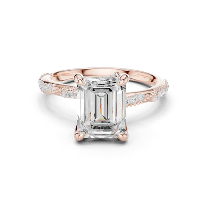 Emerald Lab Grown Diamond Pave Engagement Ring