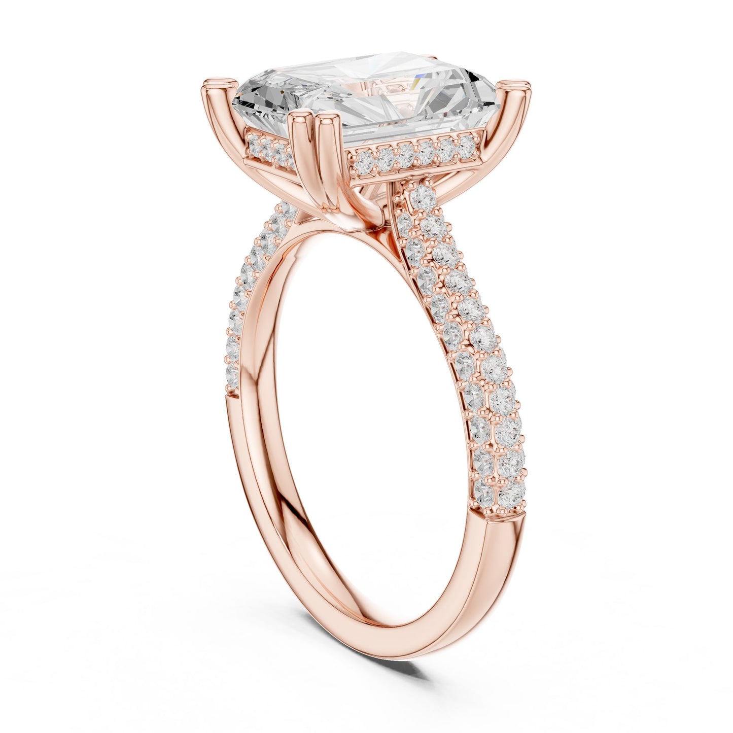 Emerald Lab Grown Diamond Pave Engagement Ring