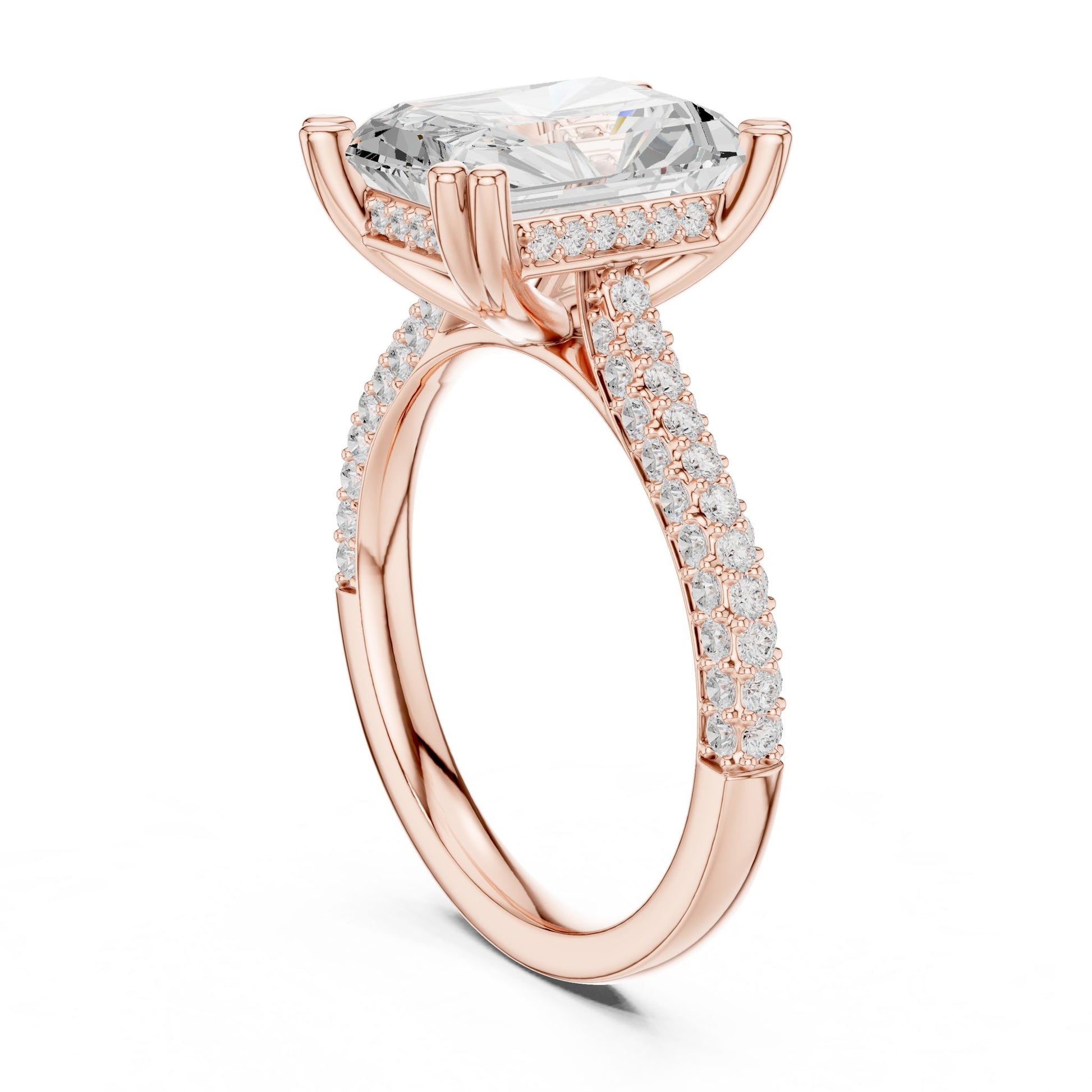 Emerald Lab Grown Diamond Pave Engagement Ring