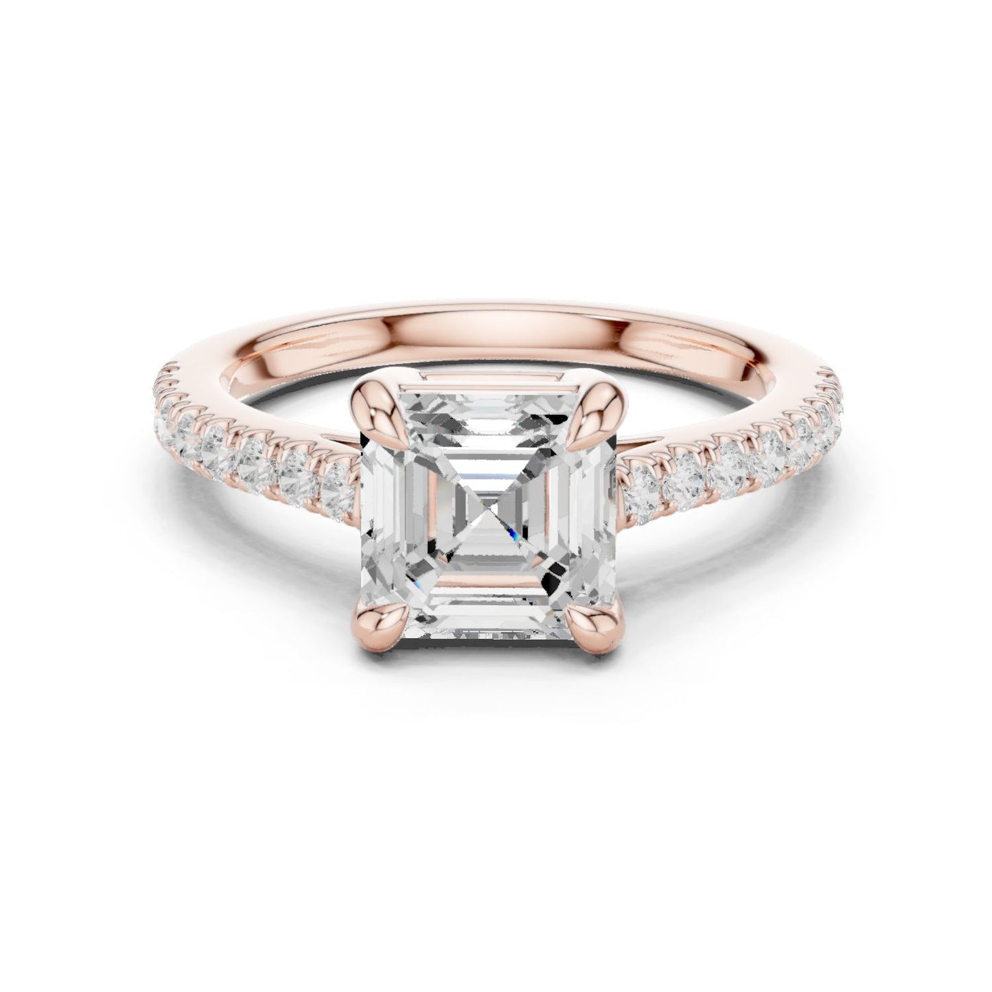 Emerald Lab Grown Diamond Pave Engagement Ring