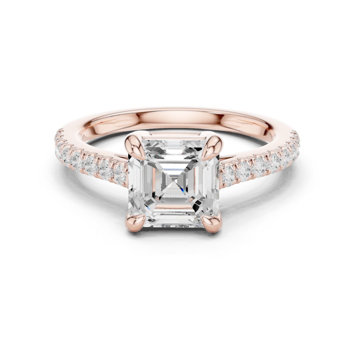 Emerald Lab Grown Diamond Pave Engagement Ring