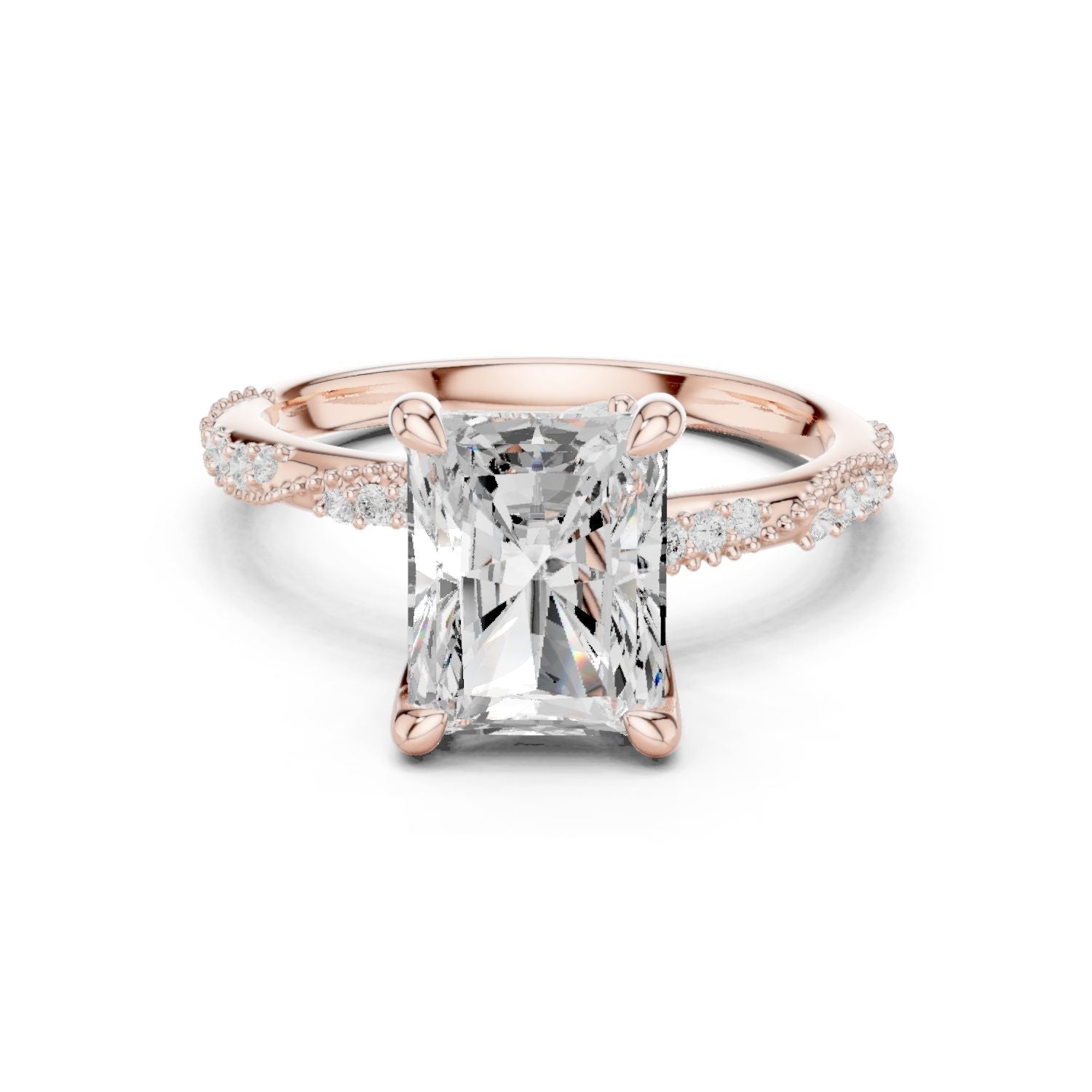 Emerald Lab Grown Diamond Pave Engagement Ring