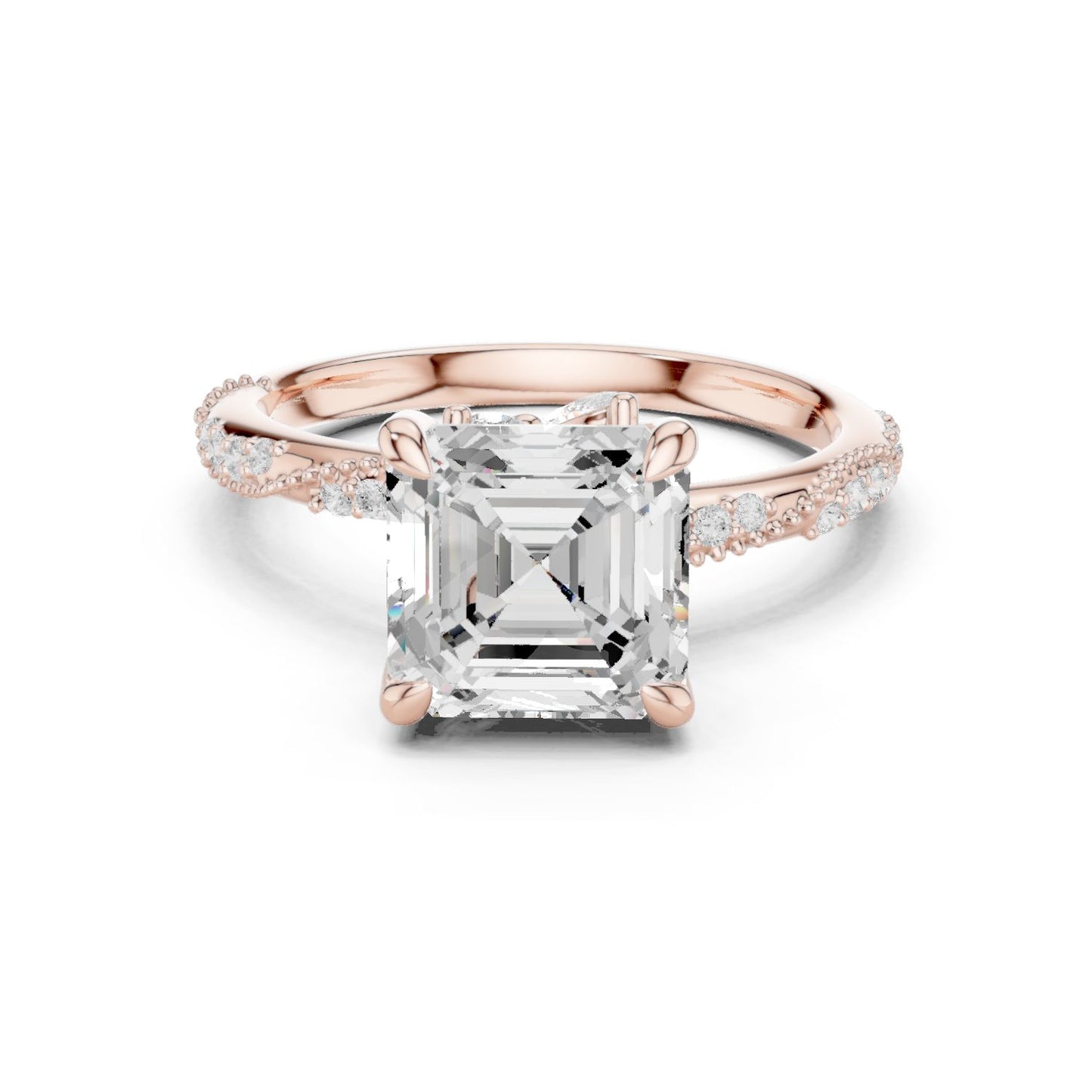 Emerald Lab Grown Diamond Pave Engagement Ring
