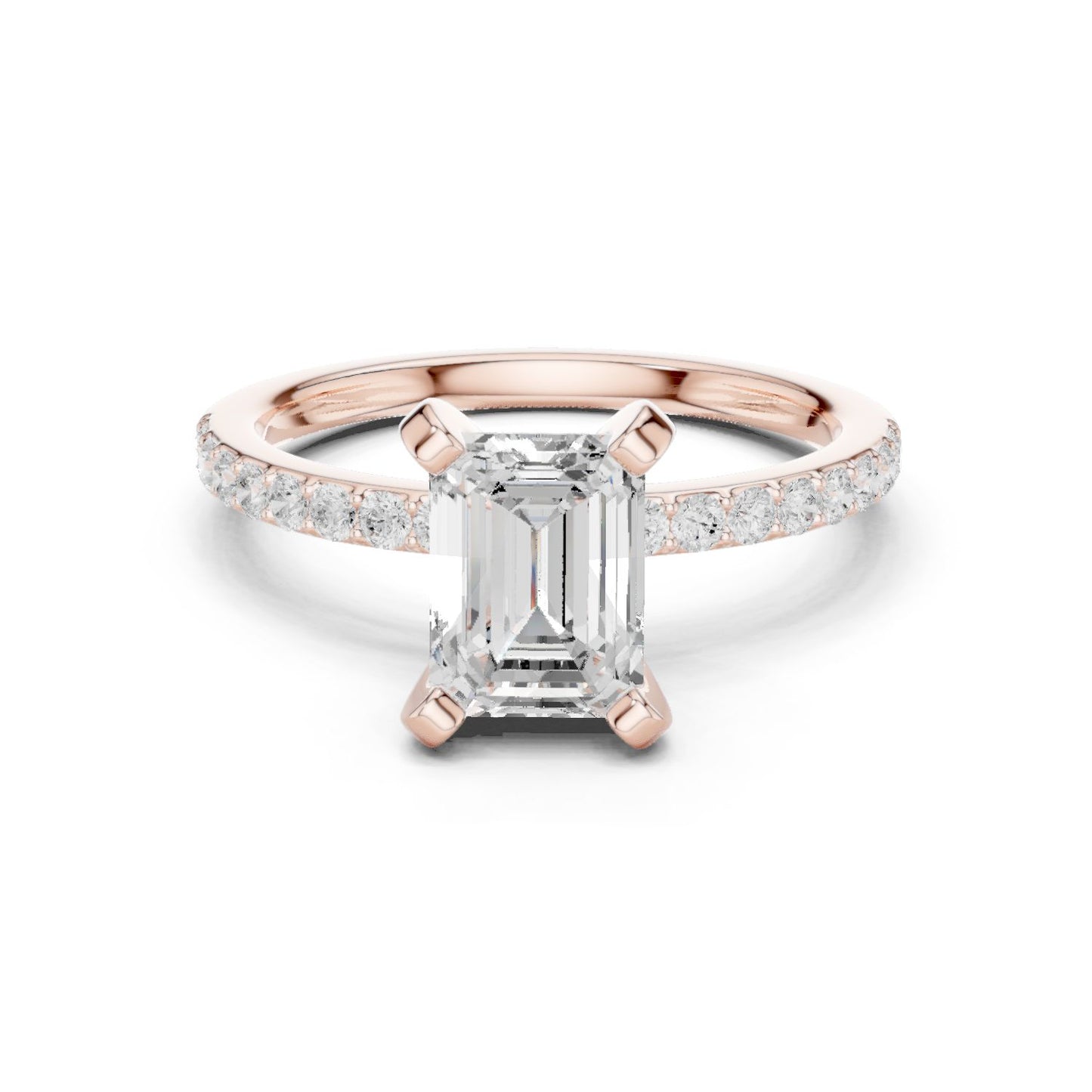 Emerald Lab Grown Diamond Pave Engagement Ring