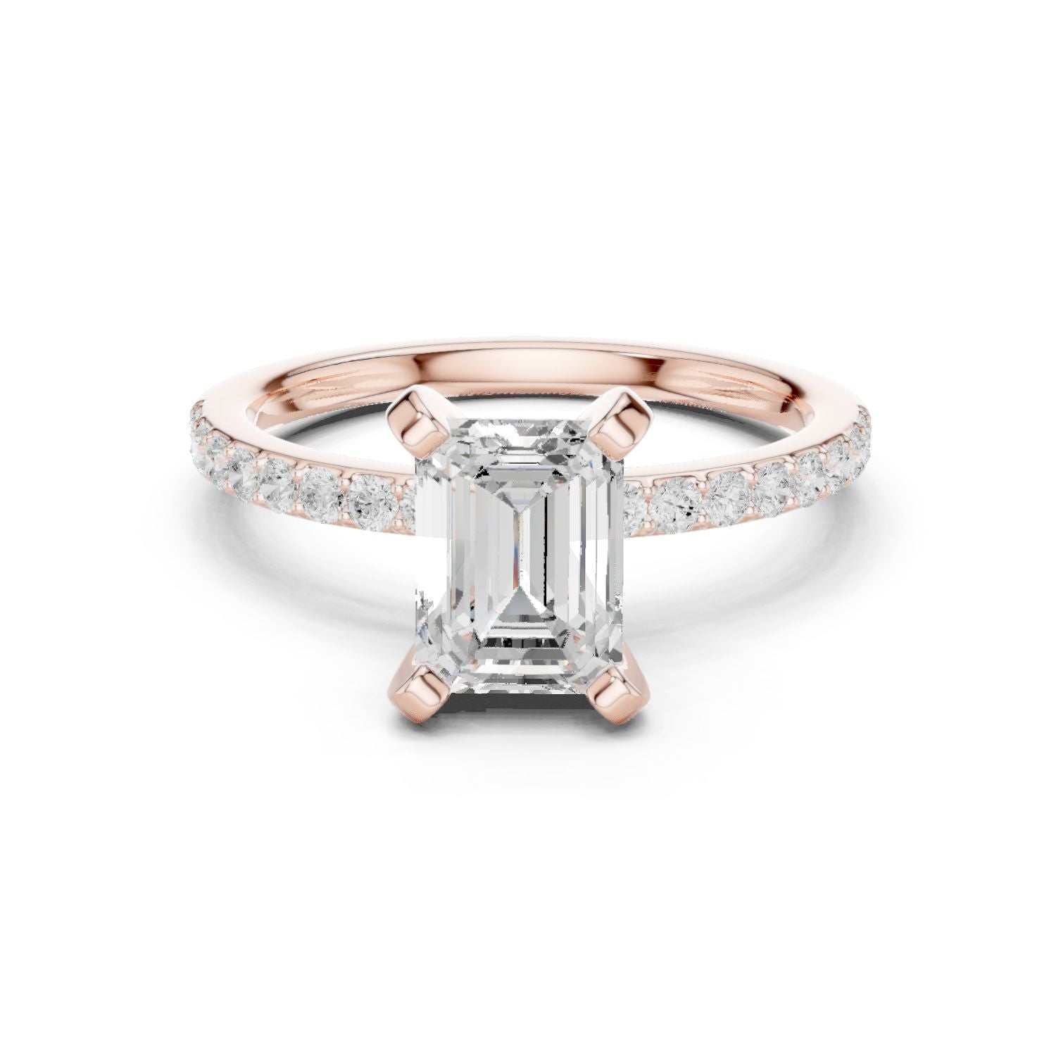 Emerald Lab Grown Diamond Pave Engagement Ring