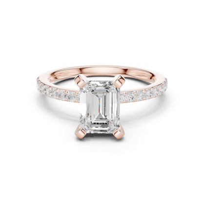 Emerald Lab Grown Diamond Pave Engagement Ring