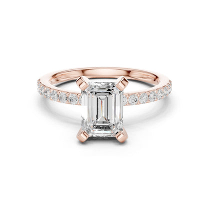 Emerald Lab Grown Diamond Pave Engagement Ring